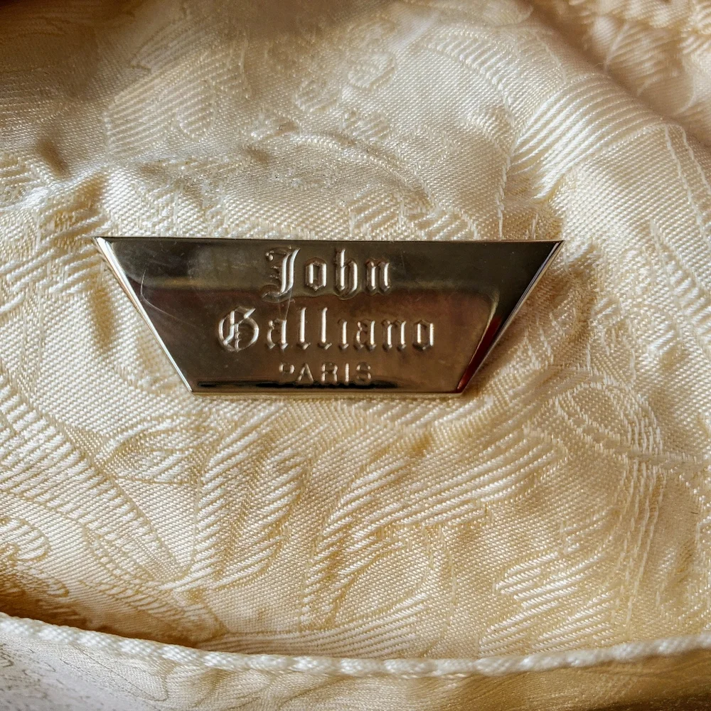 John Galliano Black and White Newspaper-Print Satchel